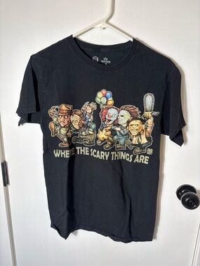 Get Down Art Horror Movie Characters Graphic Tee Small Black Halloween Shirt